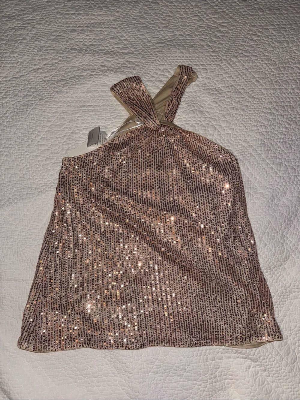 Grace Karin Rose Gold Sequin Halter Camisole